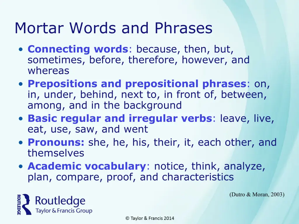 mortar words and phrases