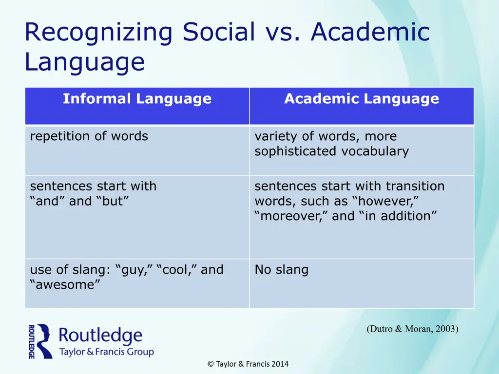 recognizing social vs academic language