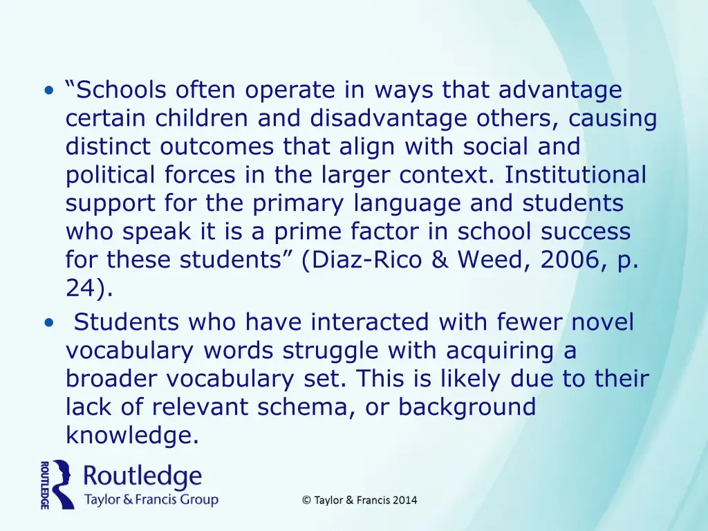 schools often operate in ways that advantage