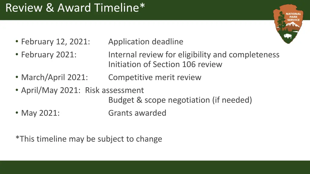 review award timeline