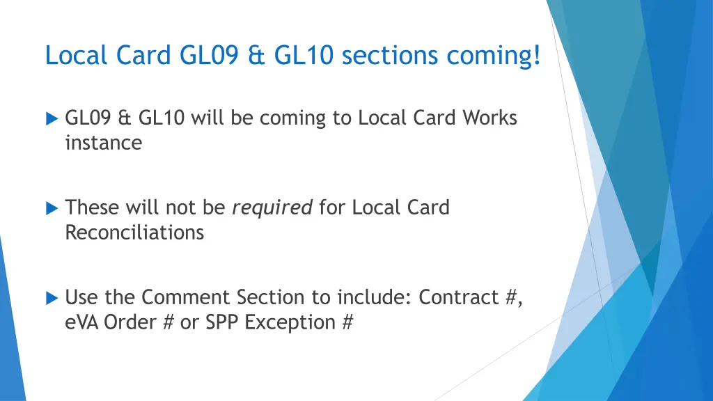 local card gl09 gl10 sections coming