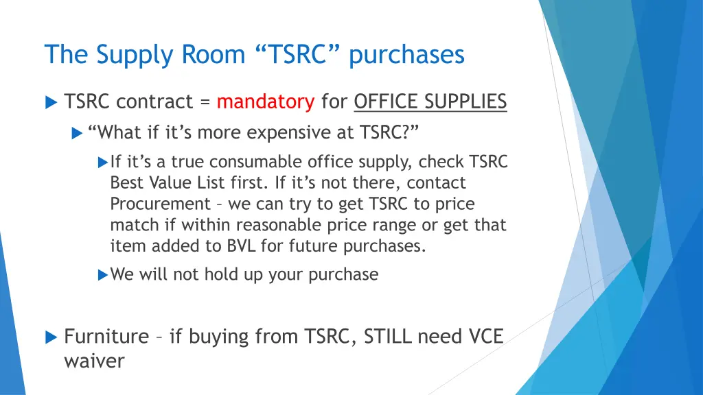 the supply room tsrc purchases