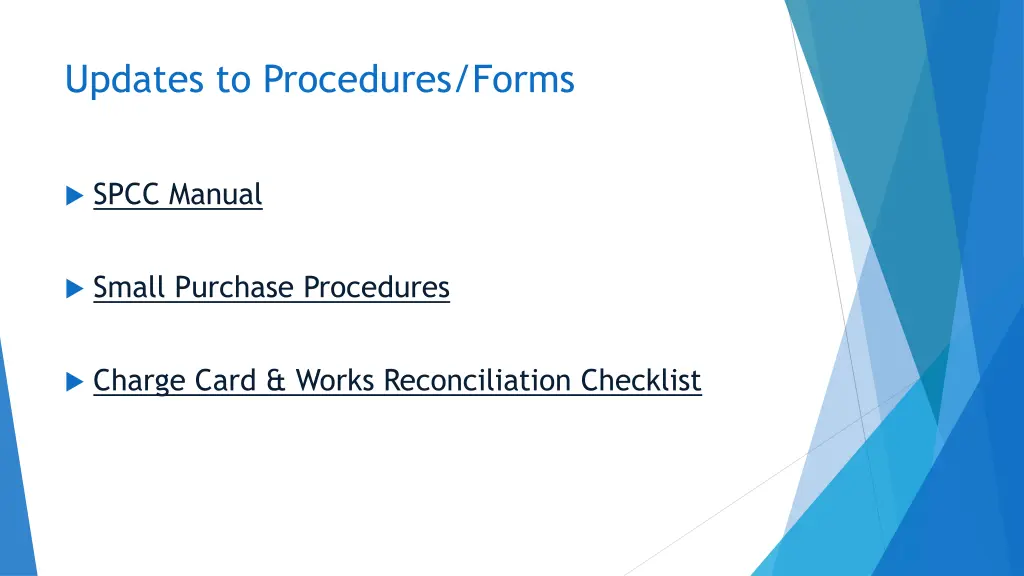 updates to procedures forms