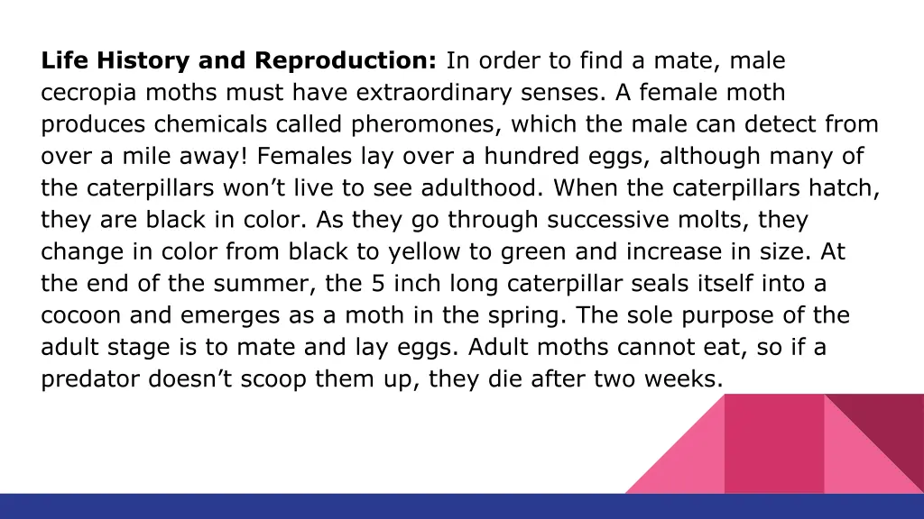 life history and reproduction in order to find