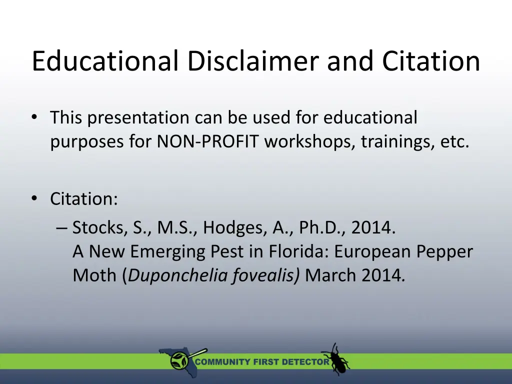 educational disclaimer and citation