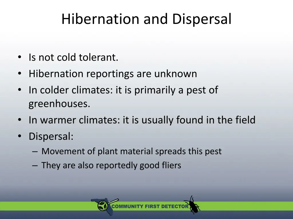 hibernation and dispersal