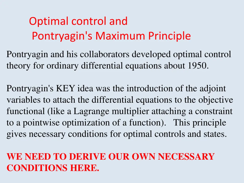 optimal control and pontryagin s maximum principle