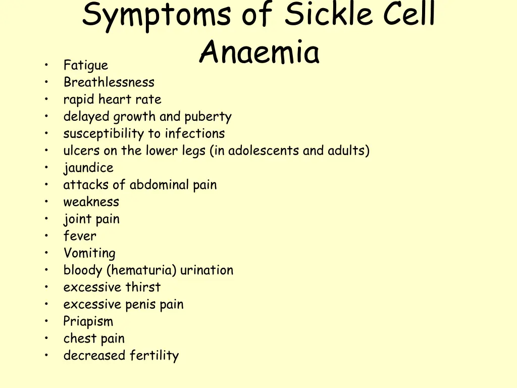 symptoms of sickle cell anaemia fatigue