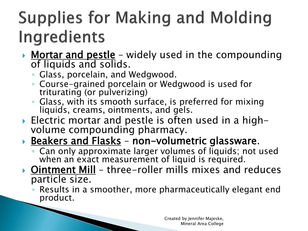 mortar and pestle of liquids and solids glass