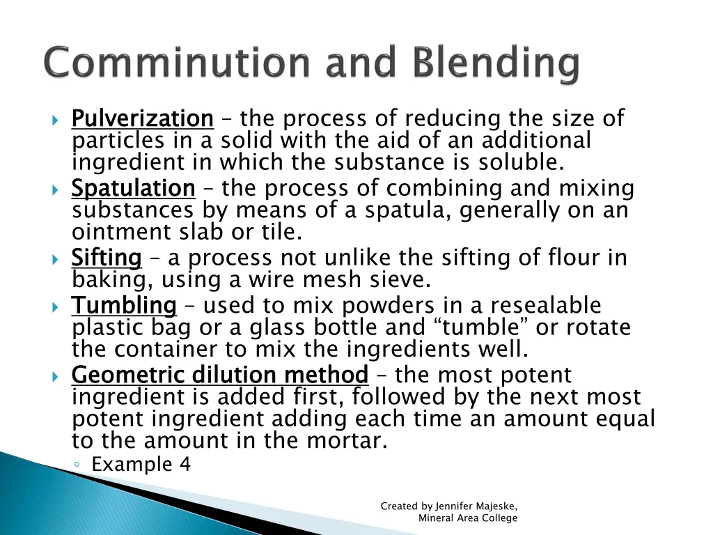 pulverization particles in a solid with