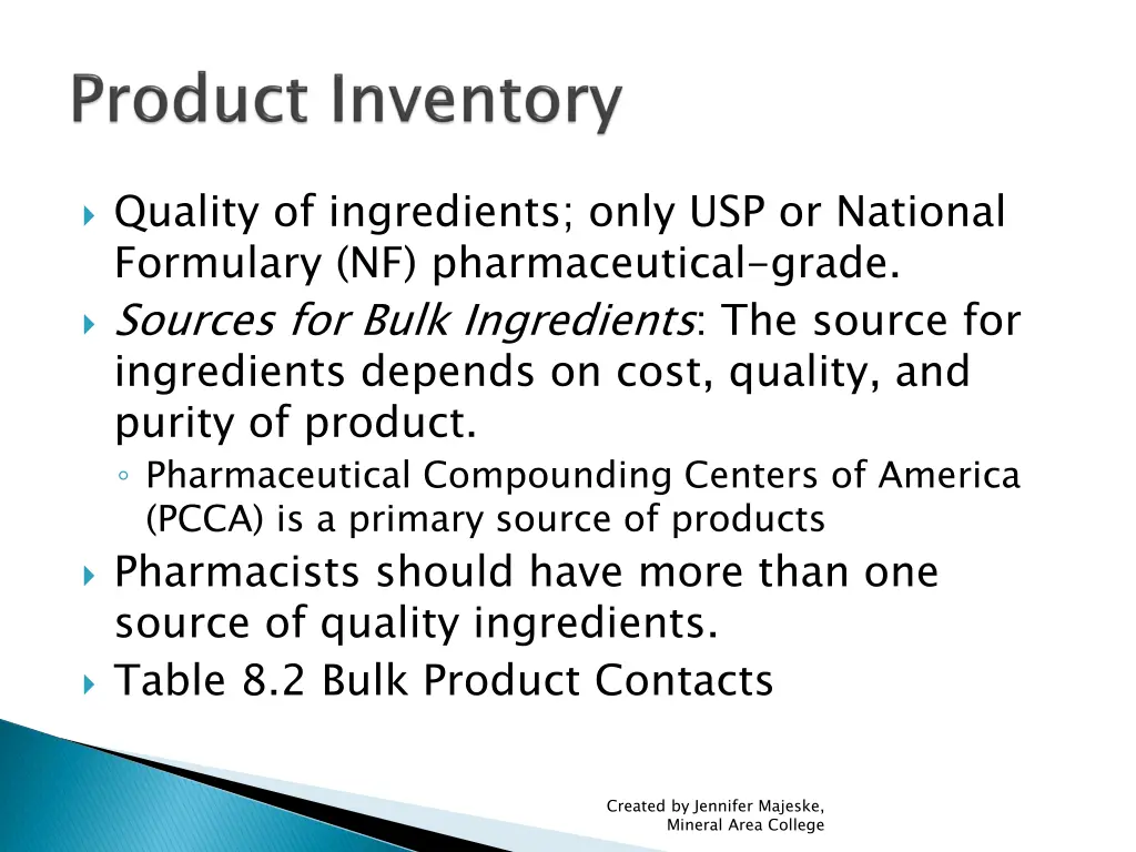 quality of ingredients only usp or national