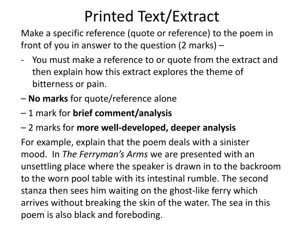 printed text extract make a specific reference