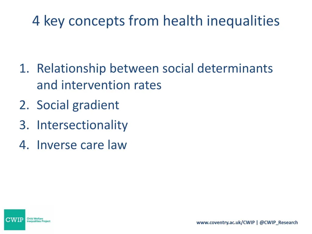 4 key concepts from health inequalities