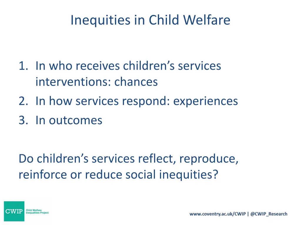 inequities in child welfare