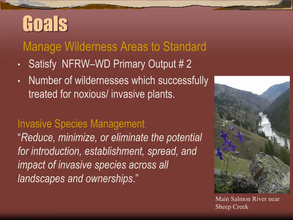 goals manage wilderness areas to standard satisfy