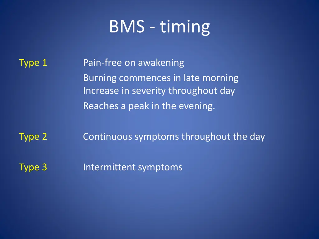 bms timing