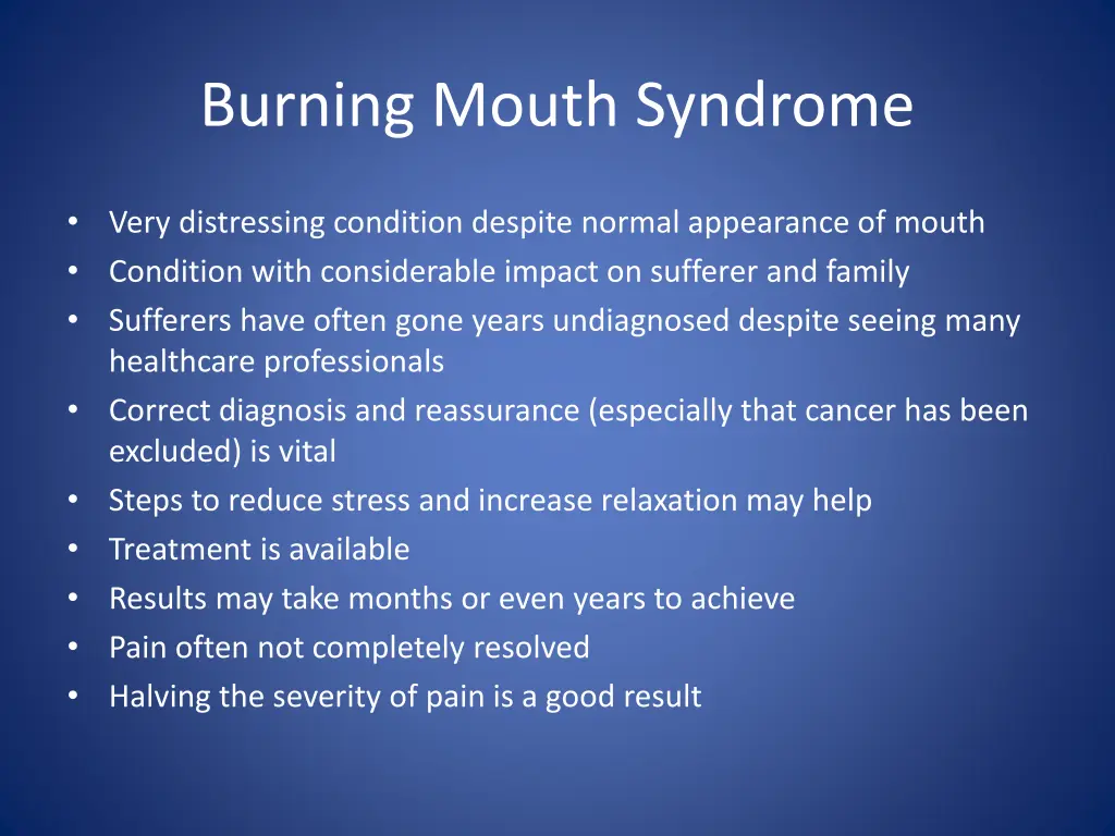 burning mouth syndrome