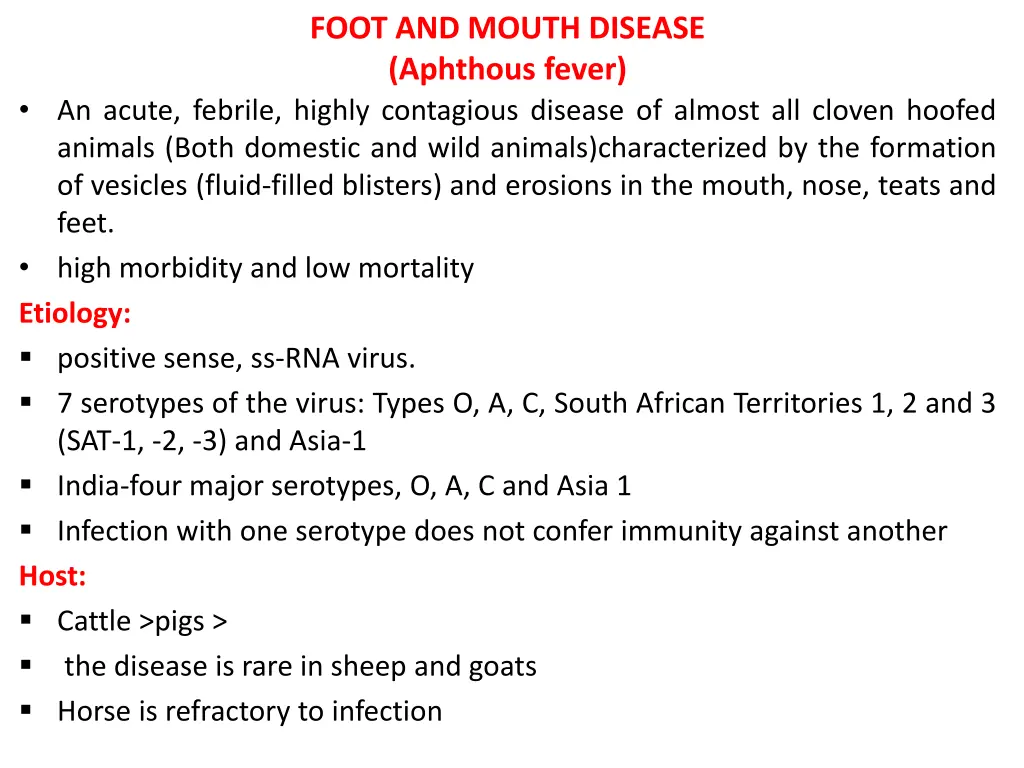 foot and mouth disease aphthous fever