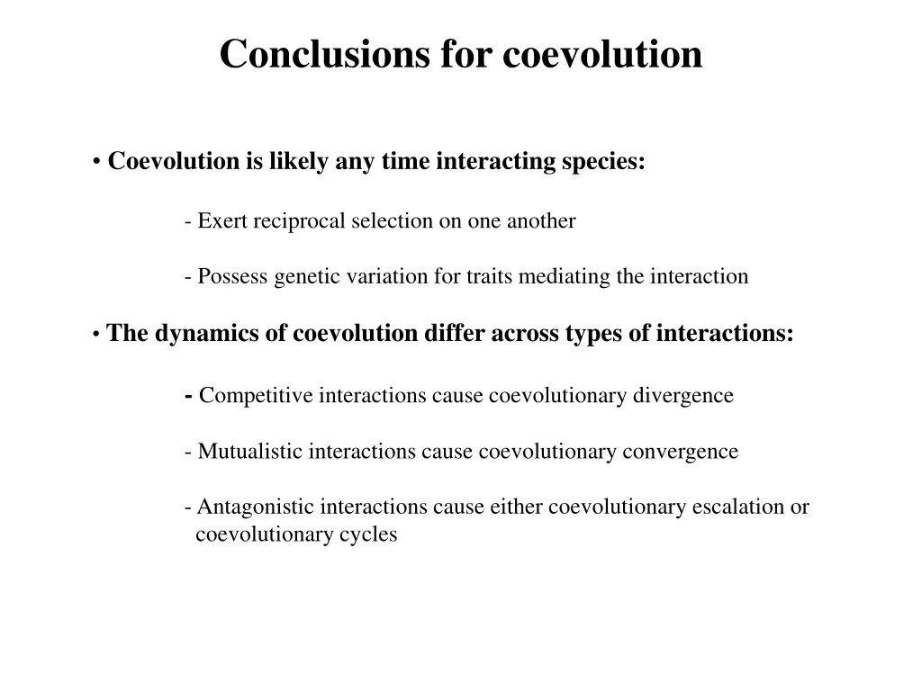 conclusions for coevolution