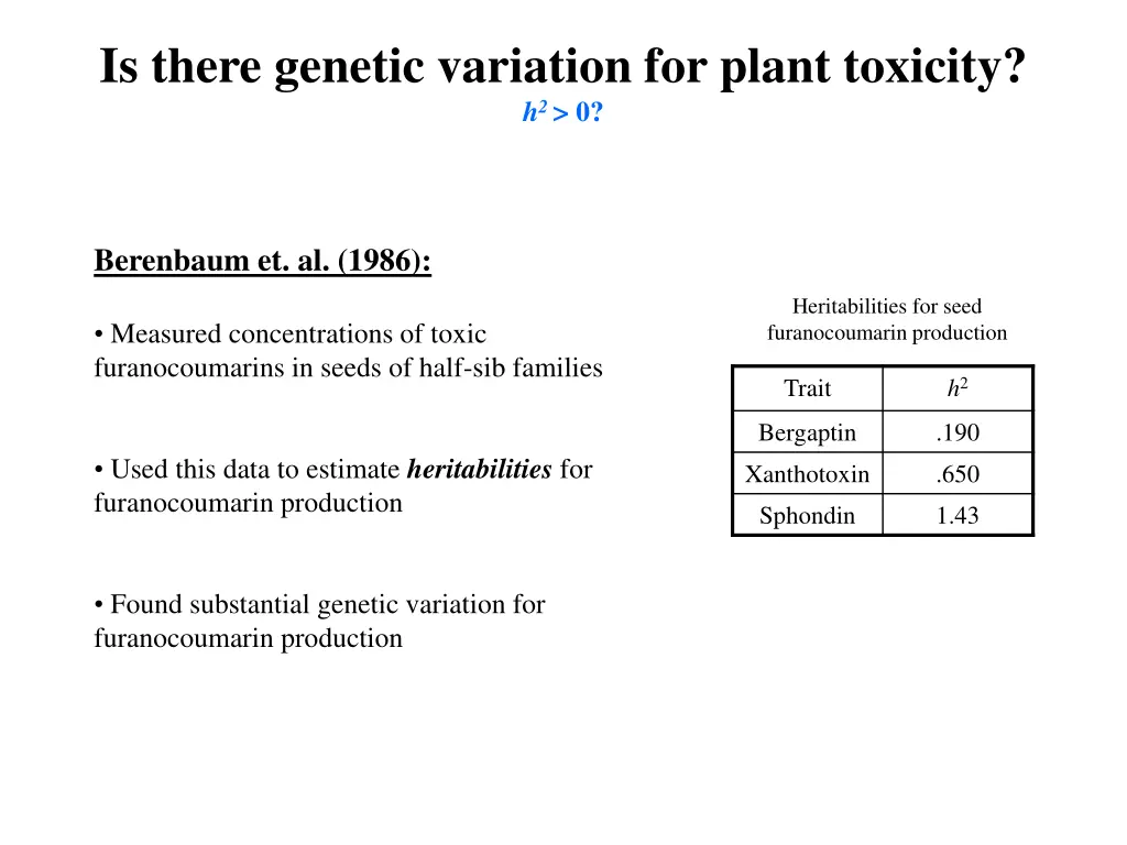 is there genetic variation for plant toxicity