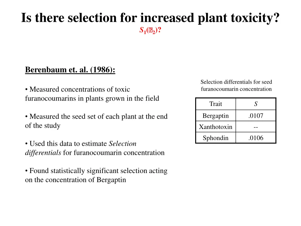 is there selection for increased plant toxicity