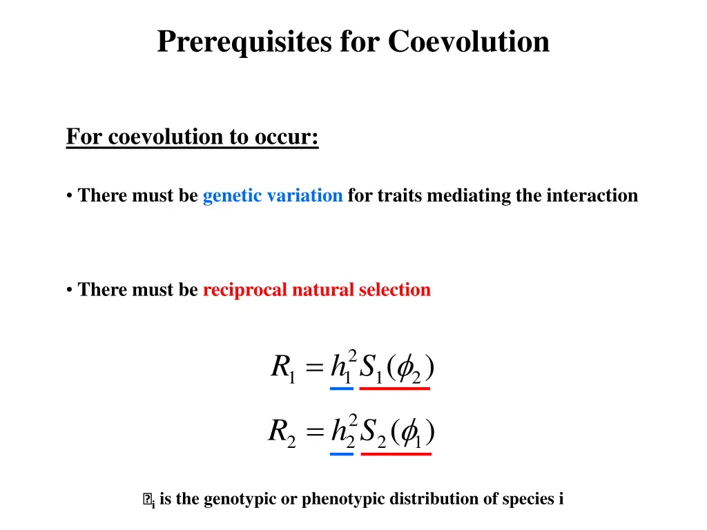 prerequisites for coevolution