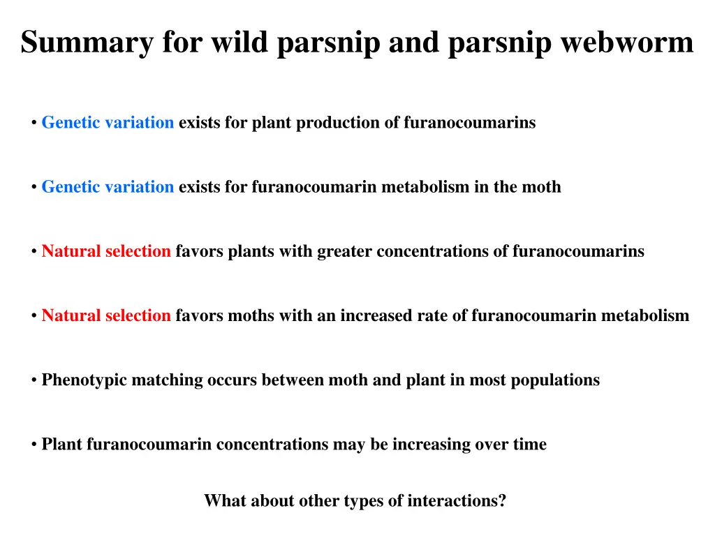 summary for wild parsnip and parsnip webworm