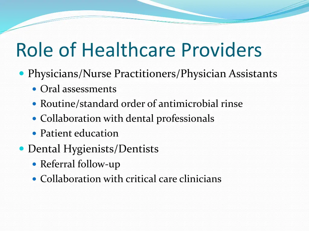 role of healthcare providers 1