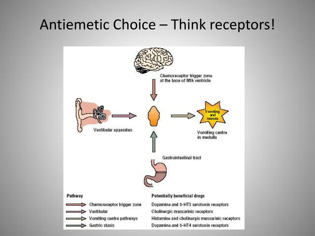 antiemetic choice think receptors