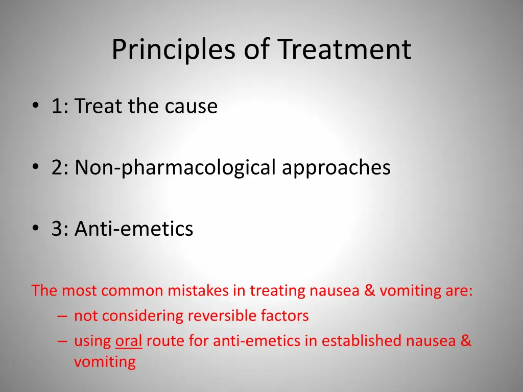 principles of treatment