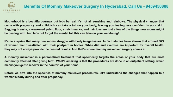 benefits of mommy makeover surgery in hyderabad