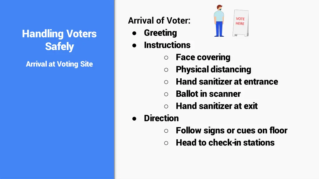 arrival of voter greeting instructions