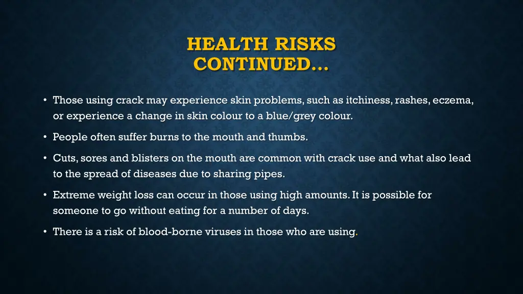 health risks continued