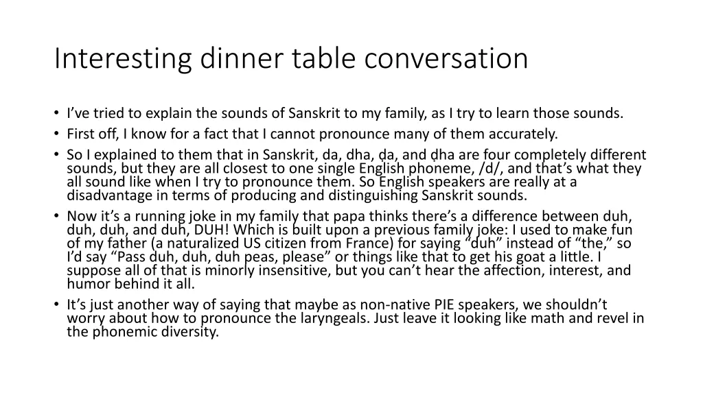 interesting dinner table conversation