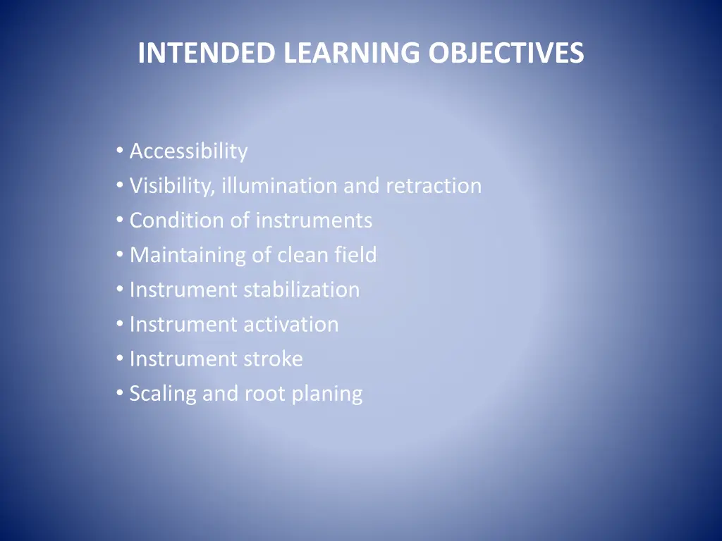 intended learning objectives