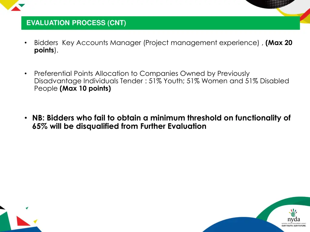 the tender procedure evaluation process cnt