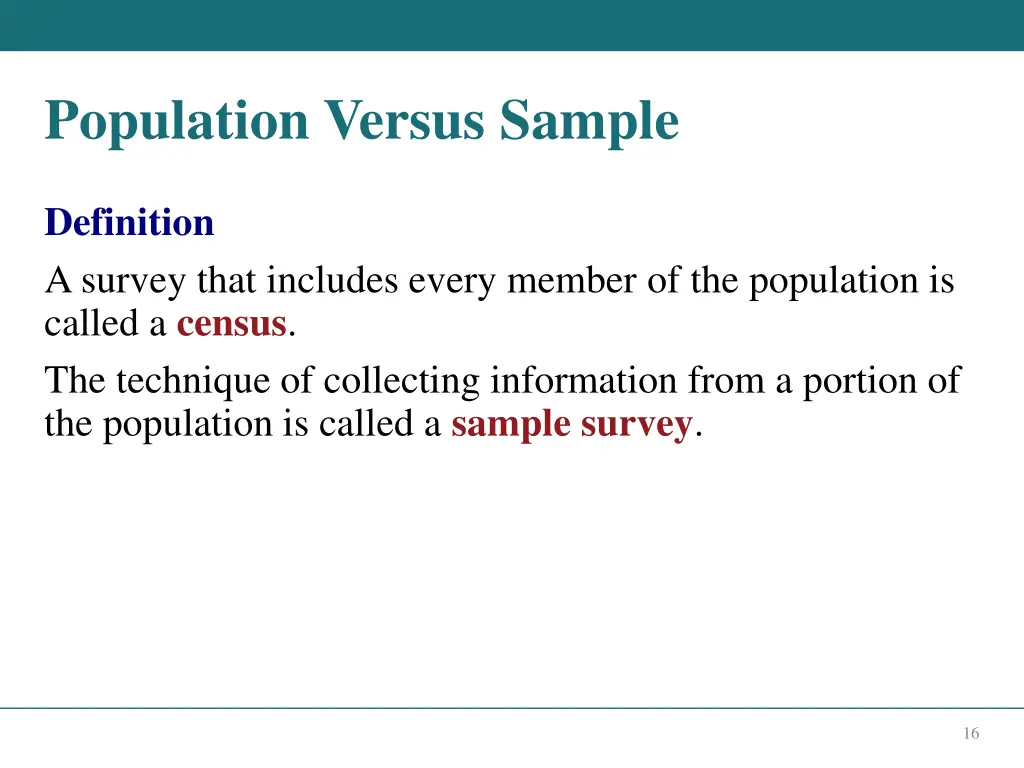 population versus sample