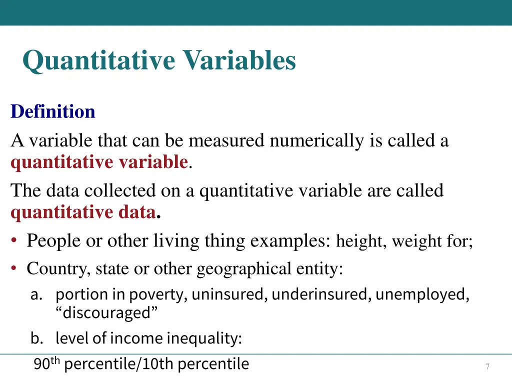 quantitative variables