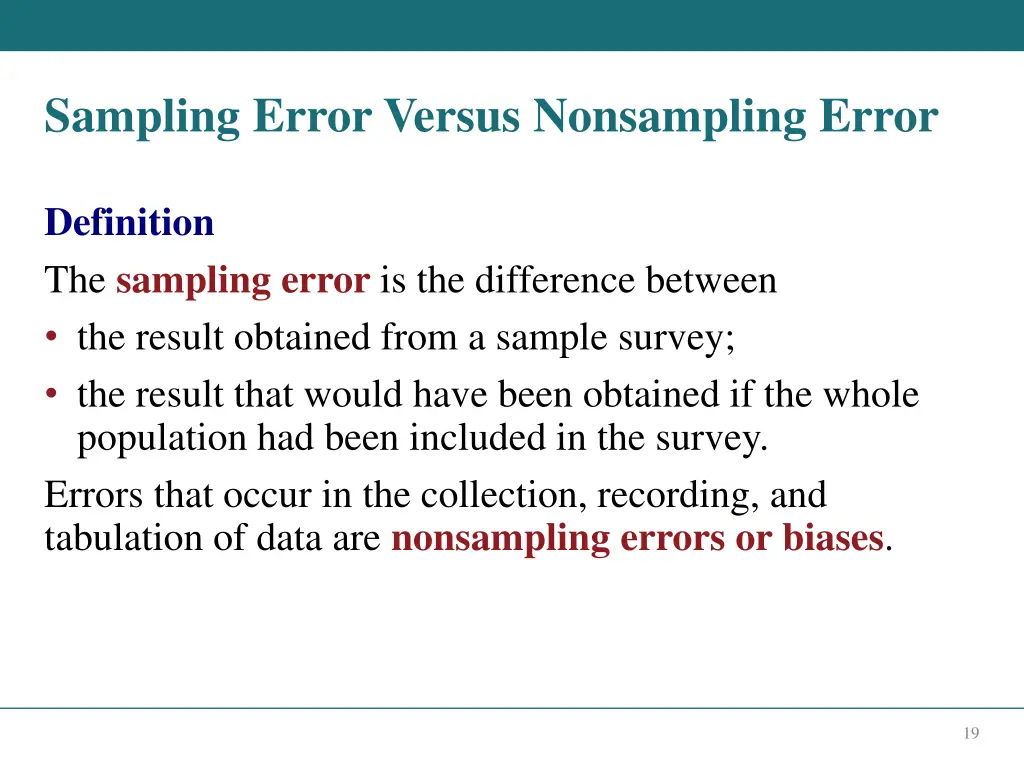 sampling error versus nonsampling error