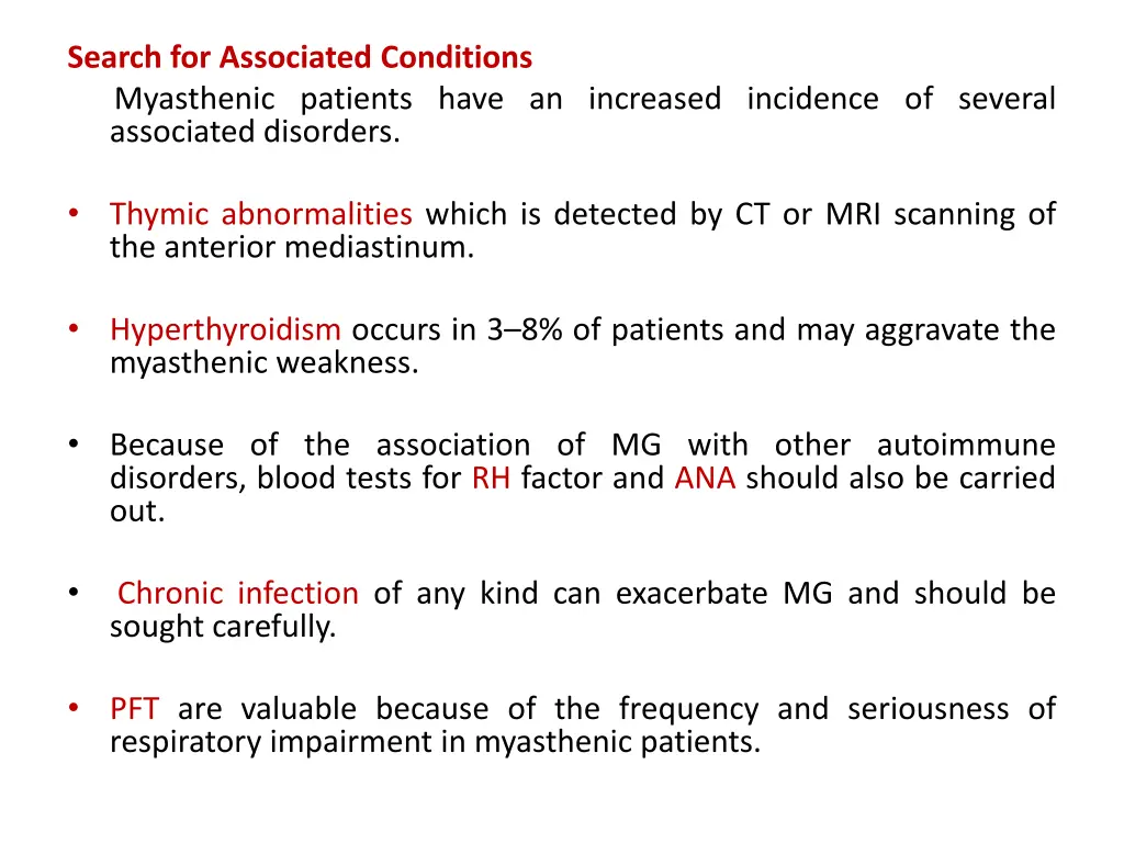 search for associated conditions myasthenic