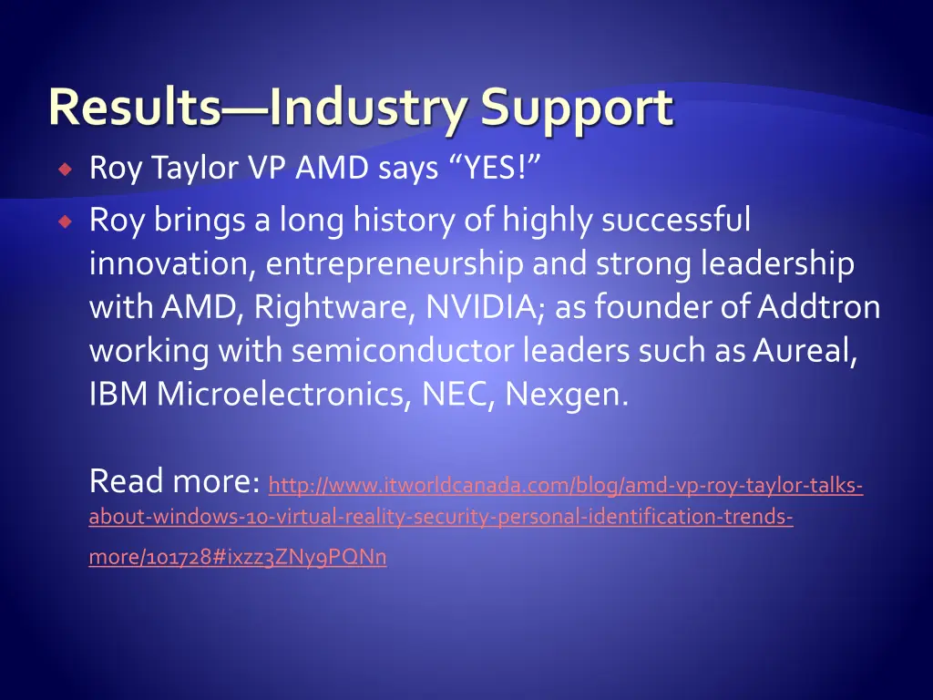 results industry support 2