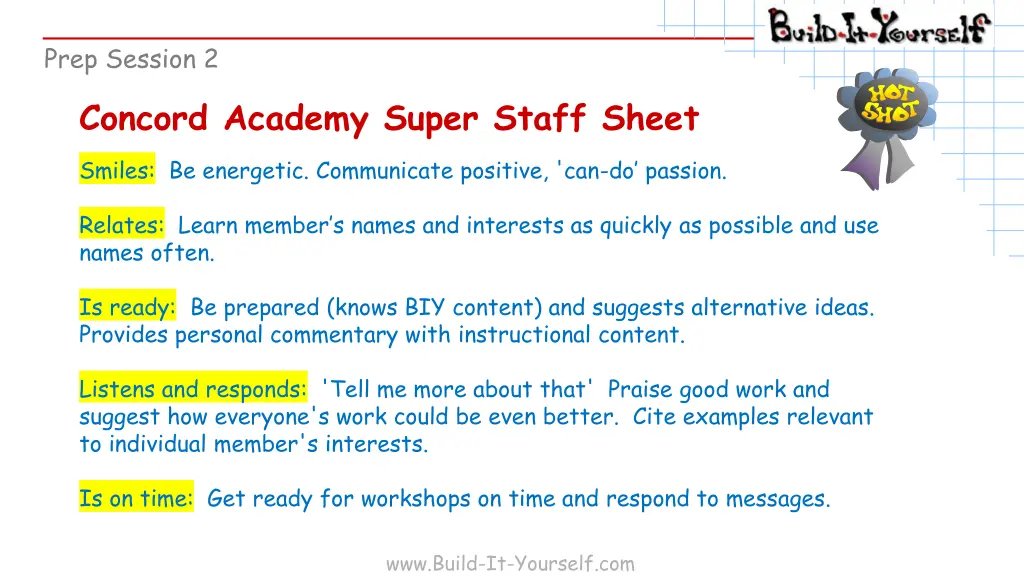 prep session 2 concord academy super staff sheet