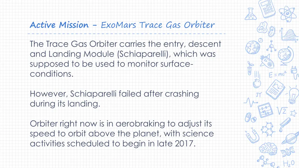 active mission exomars trace gas orbiter 1