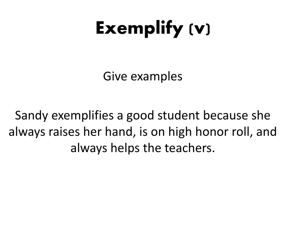 exemplify v