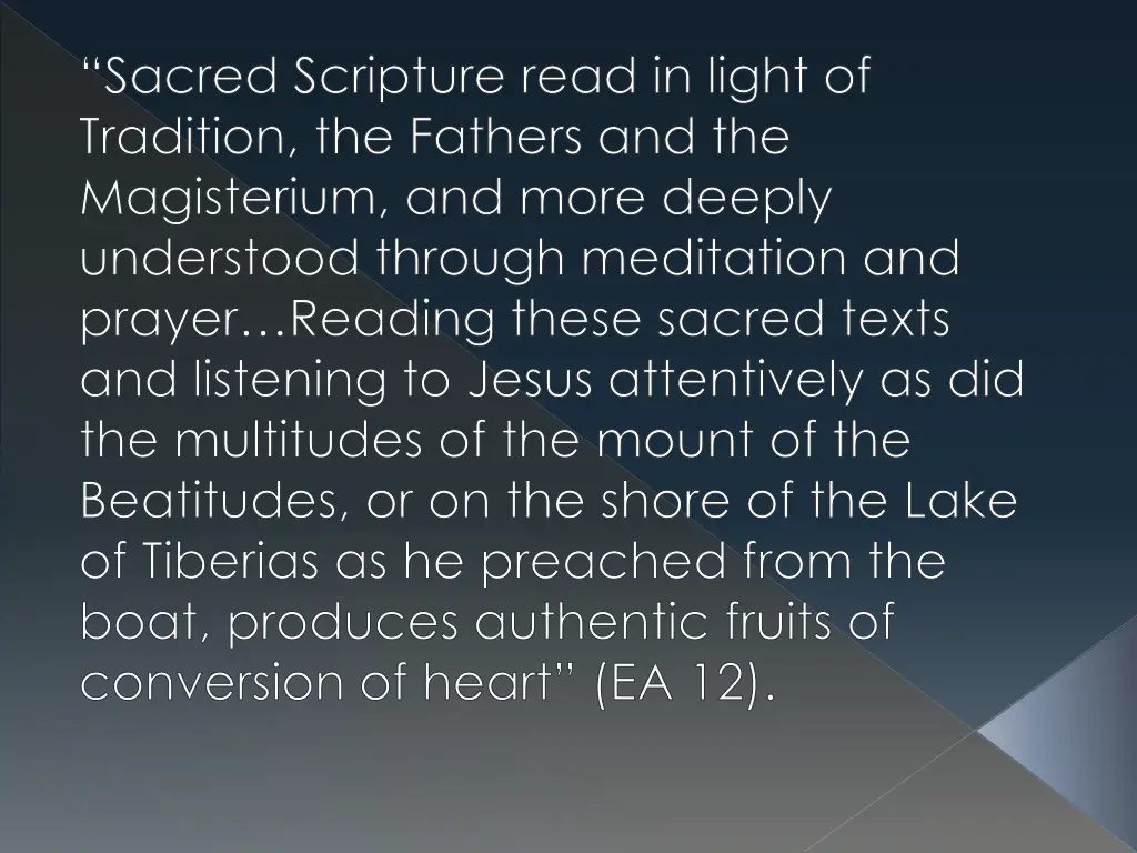 sacred scripture read in light of tradition