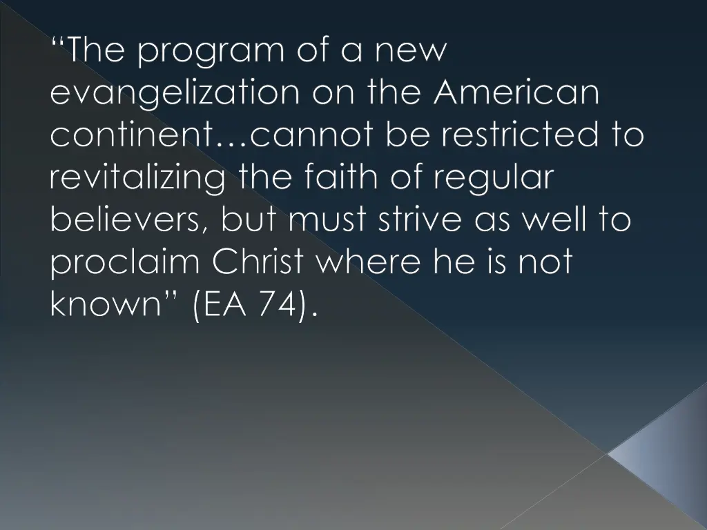 the program of a new evangelization