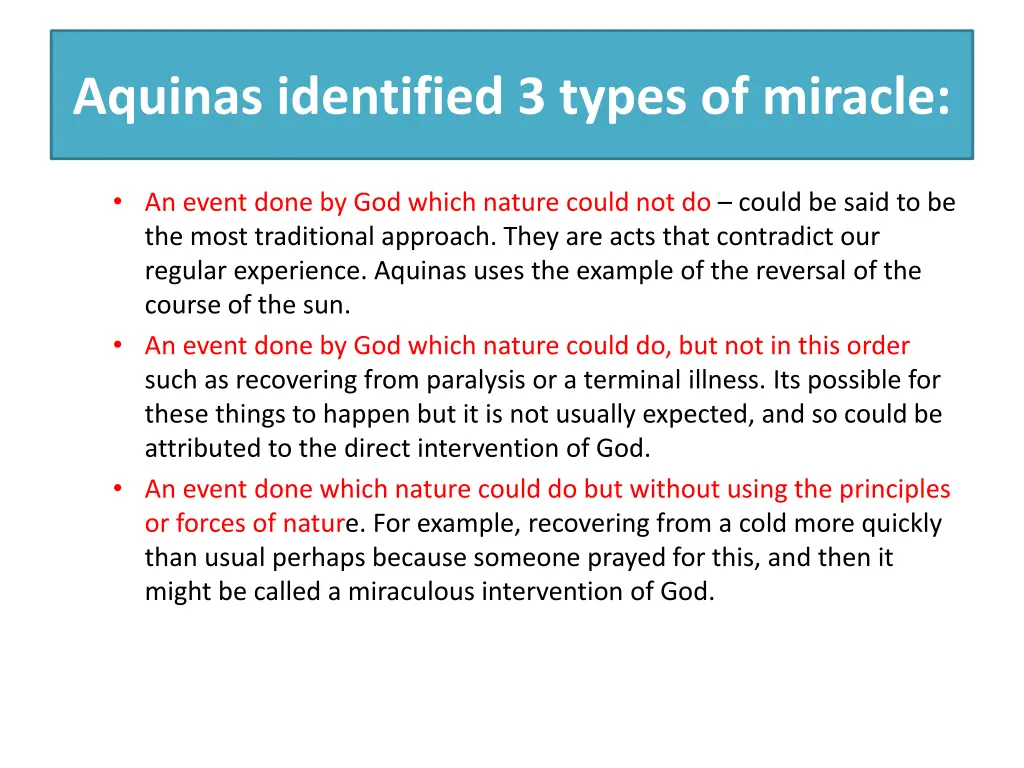 aquinas identified 3 types of miracle