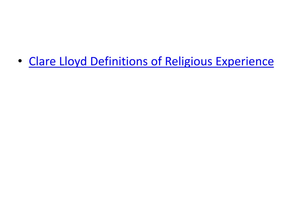 clare lloyd definitions of religious experience