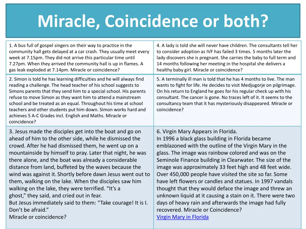 miracle coincidence or both