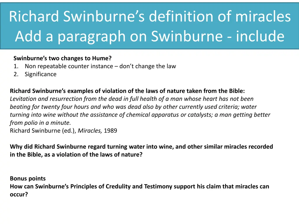 richard swinburne s definition of miracles